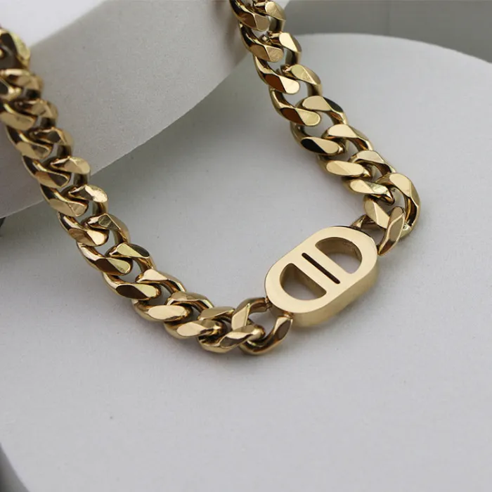 Wholesale Hip Hop Cuban Chain Necklace – 18K Gold Stainless Steel Double D Design Jewelry Factory Price