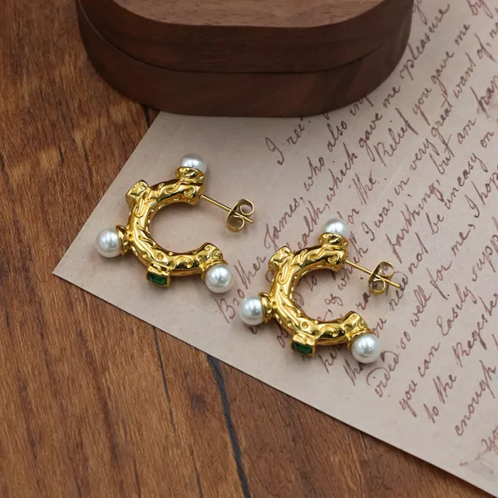 Vintage Pearl Earrings – Stainless Steel Elegant Drop Earrings for Women, Chic Jewelry Gift