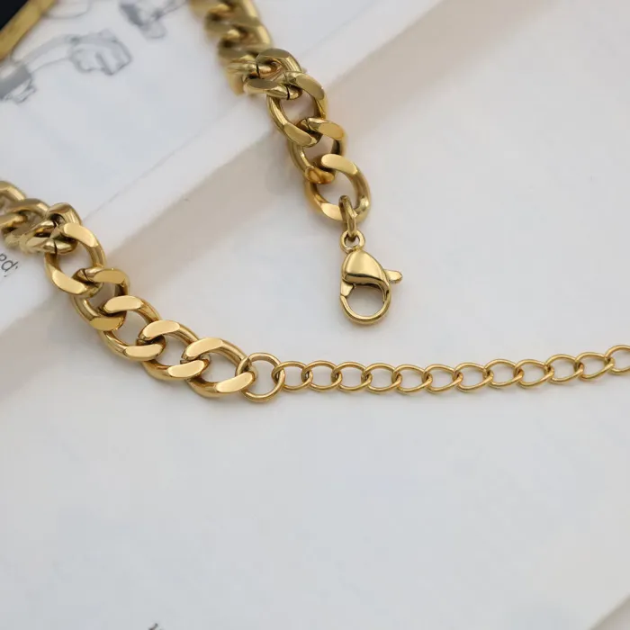 Wholesale Black Square CZ Hip Hop Bracelet – 18K Gold Plated Stainless Steel Jewelry for Women