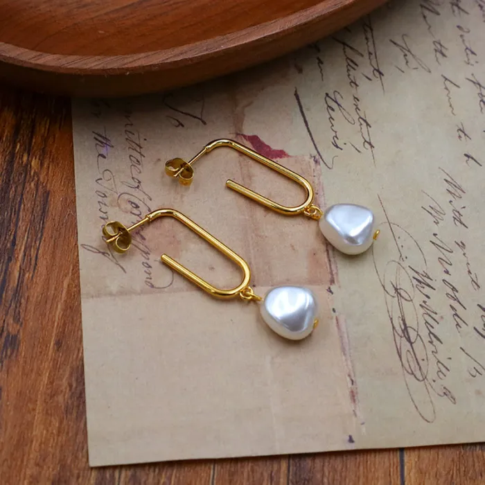 Wholesale Pearl Drop Earrings – Elegant Stainless Steel Jewelry for Women, Versatile and Stylish