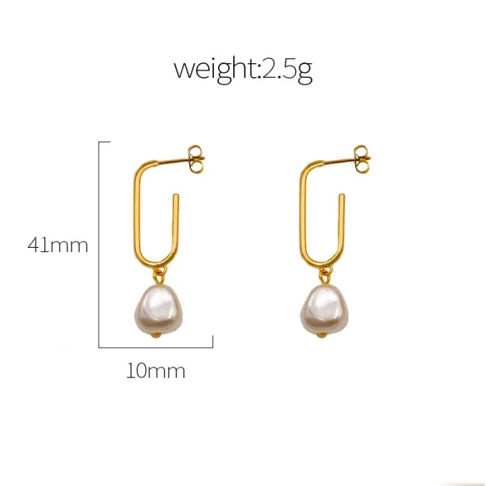 Wholesale Pearl Drop Earrings – Elegant Stainless Steel Jewelry for Women, Versatile and Stylish