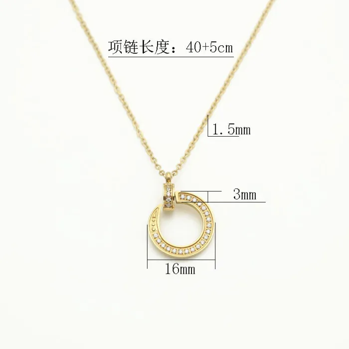 Wholesale Stainless Steel C-Shaped Pendant Necklace – CZ Inlaid Collar Chain for Women