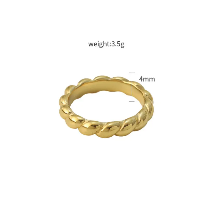 Wholesale Geometric Stainless Steel Ring – 316L Titanium Bread Texture Jewelry for Women