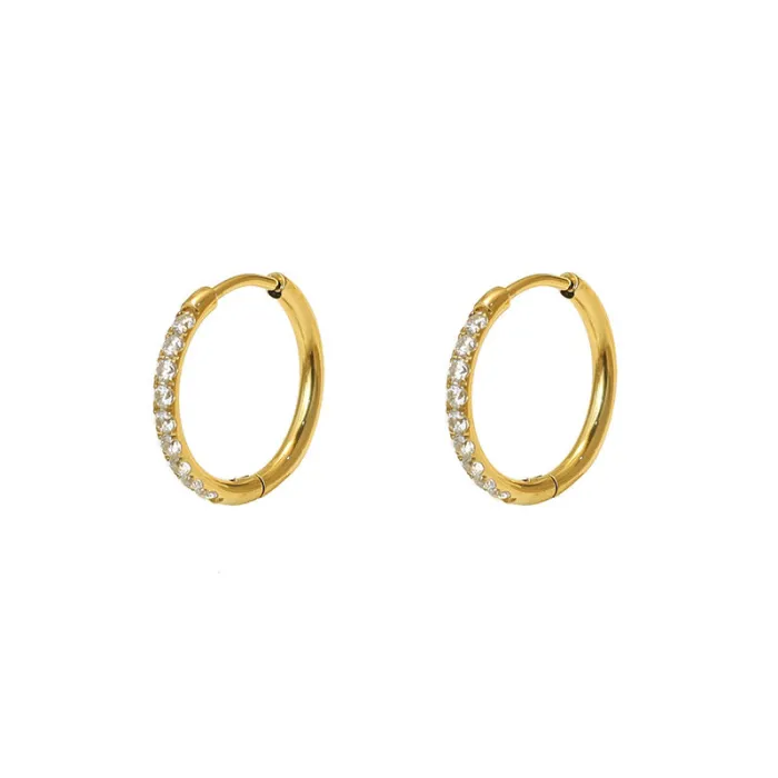 Wholesale 316 Stainless Steel Hoop Earrings – CZ Inlaid Titanium Circle Ear Cuffs for Women