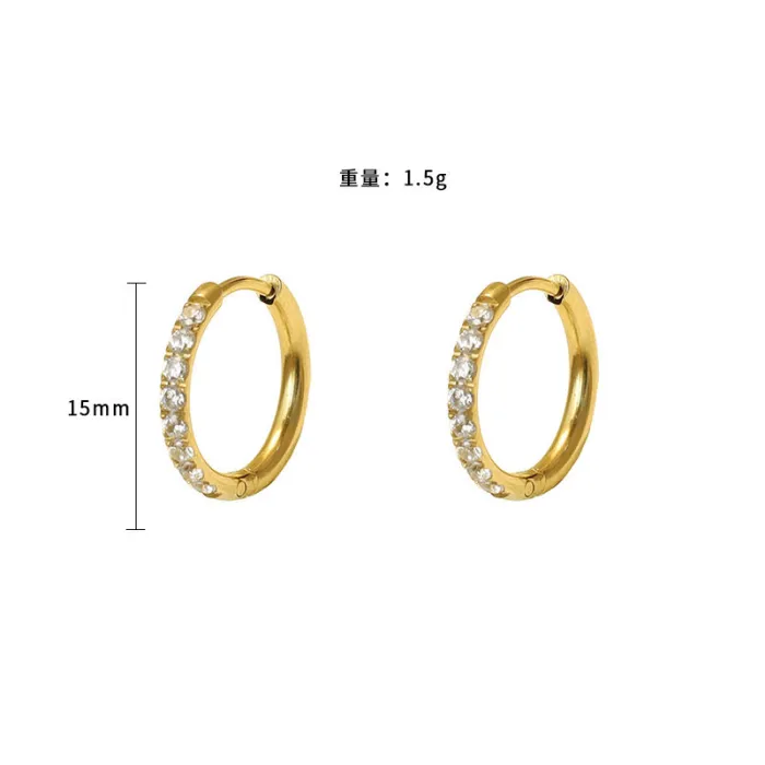 Wholesale 316 Stainless Steel Hoop Earrings – CZ Inlaid Titanium Circle Ear Cuffs for Women