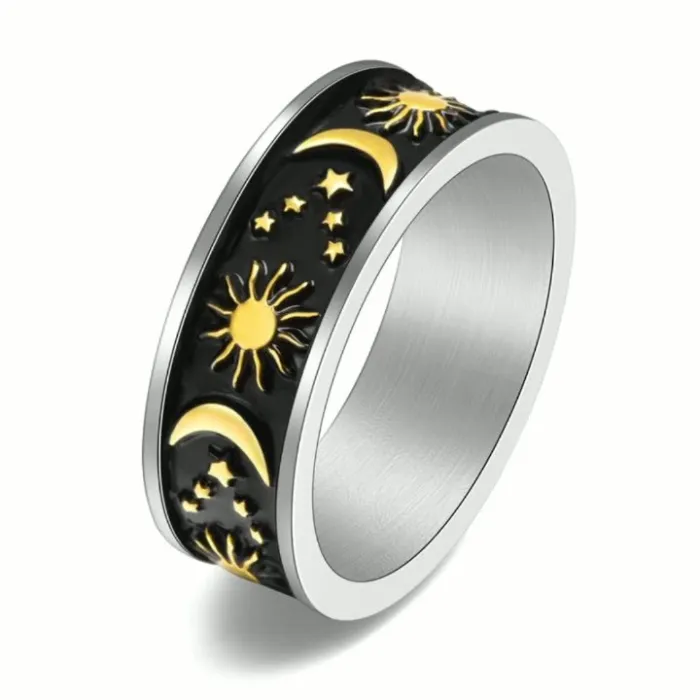 Wholesale Bohemian Star Moon Sun Ring Stainless Steel | Bulk Supplier Factory Price Unisex Jewelry
