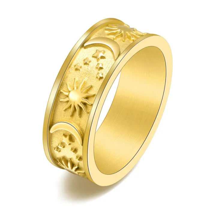 Wholesale Bohemian Star Moon Sun Ring Stainless Steel | Bulk Supplier Factory Price Unisex Jewelry