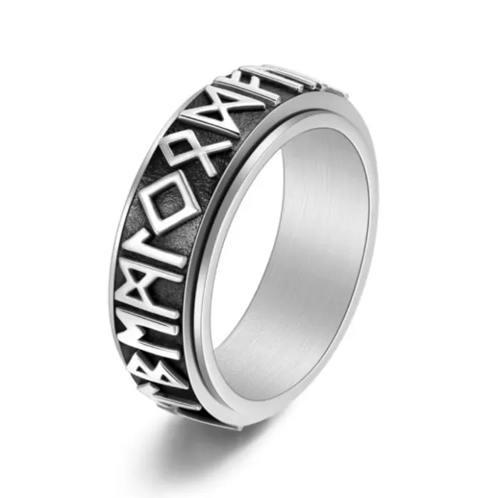 Wholesale Nordic Viking Rotatable Ring Black Stainless Steel | Bulk Supplier Factory Price Men's Vintage Jewelry