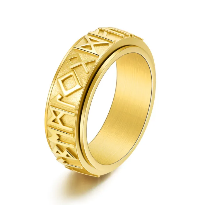 Wholesale Nordic Viking Rotatable Ring Black Stainless Steel | Bulk Supplier Factory Price Men's Vintage Jewelry