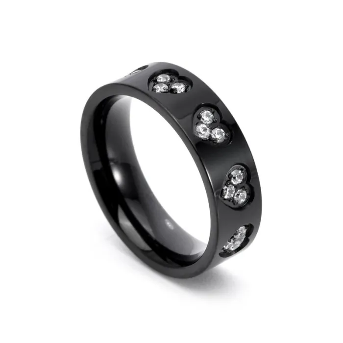 Wholesale Korean Style Heart CZ Stainless Steel Couple Rings | Bulk Supplier Factory Price Unisex Jewelry