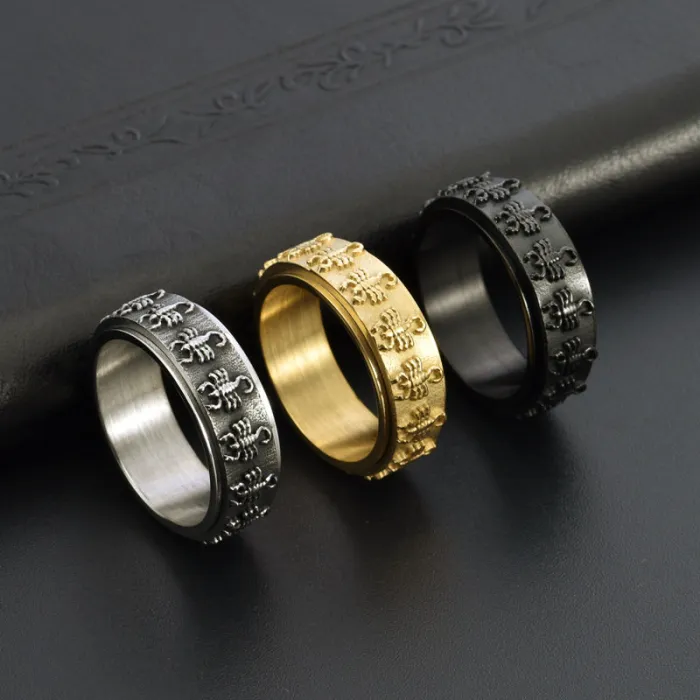 Wholesale Rotatable Scorpion Ring Stainless Steel | Bulk Supplier Factory Price Vintage Men's Jewelry