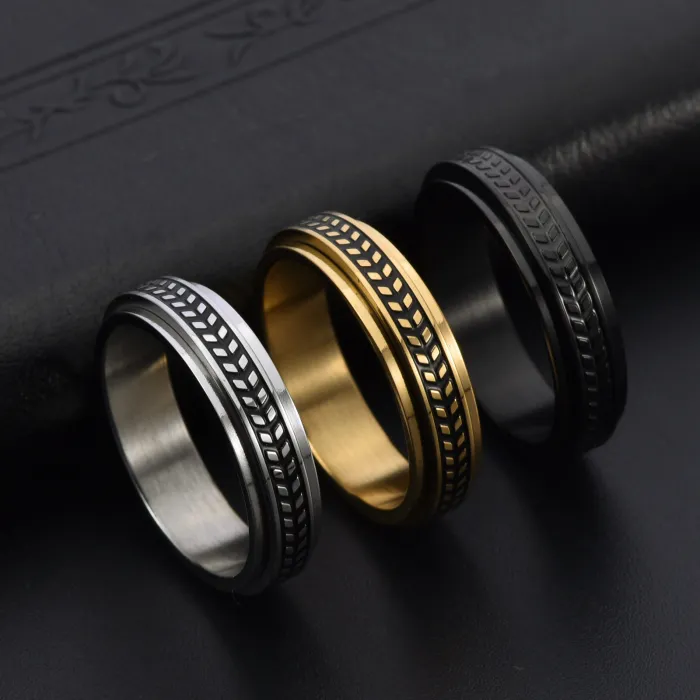 Wholesale Olive Leaf Rotatable Ring Stainless Steel | Bulk Supplier Factory Price Unisex Jewelry