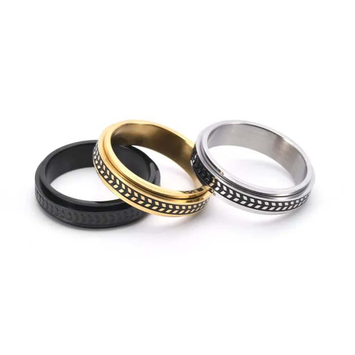 Wholesale Olive Leaf Rotatable Ring Stainless Steel | Bulk Supplier Factory Price Unisex Jewelry