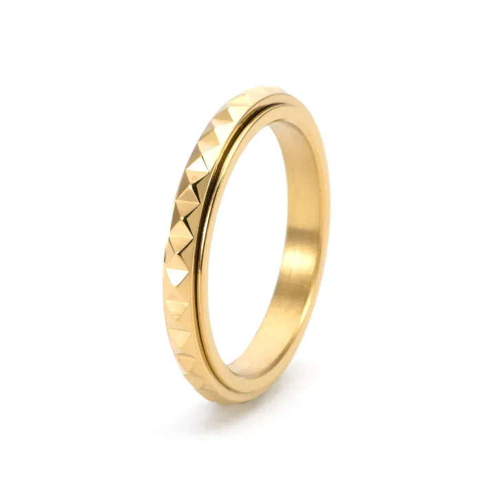 Wholesale Rose Gold Pyramid Rotatable Ring | Bulk Supplier Factory Price Korean Style Women's Jewelry