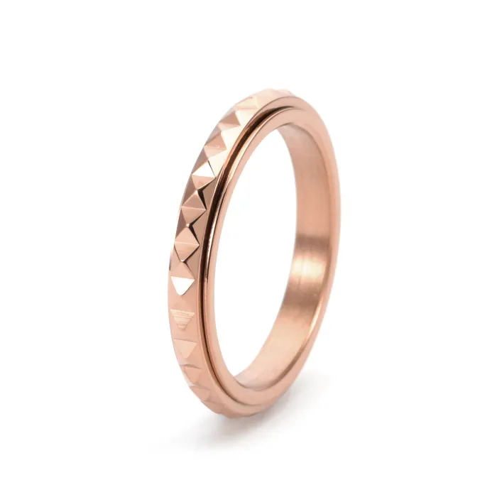 Wholesale Rose Gold Pyramid Rotatable Ring | Bulk Supplier Factory Price Korean Style Women's Jewelry