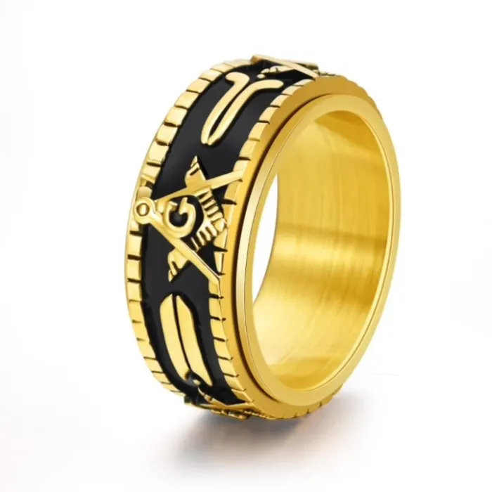 Wholesale Rotatable Masonic Ring Stainless Steel | Bulk Supplier Factory Price Vintage Punk Men's Jewelry