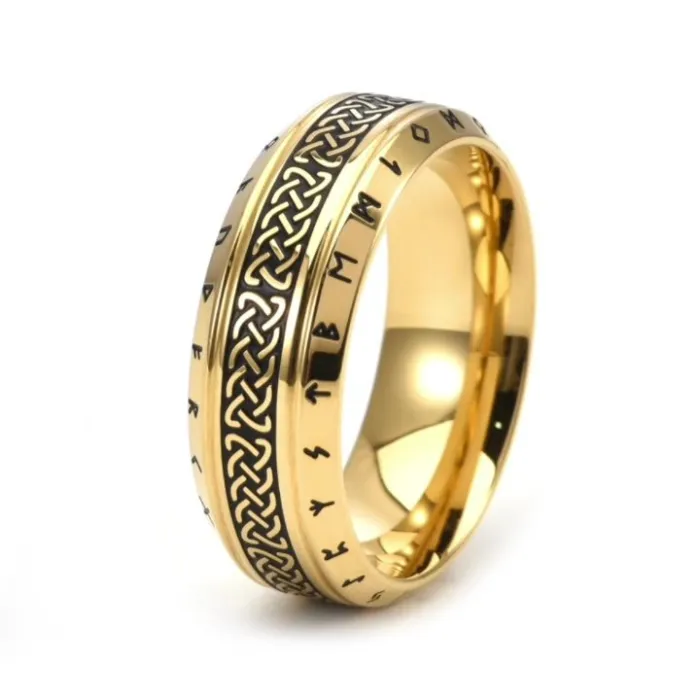 Wholesale Celtic Knot Viking Ring Antique Gold Stainless Steel | Bulk Supplier Factory Price Men's Vintage Jewelry