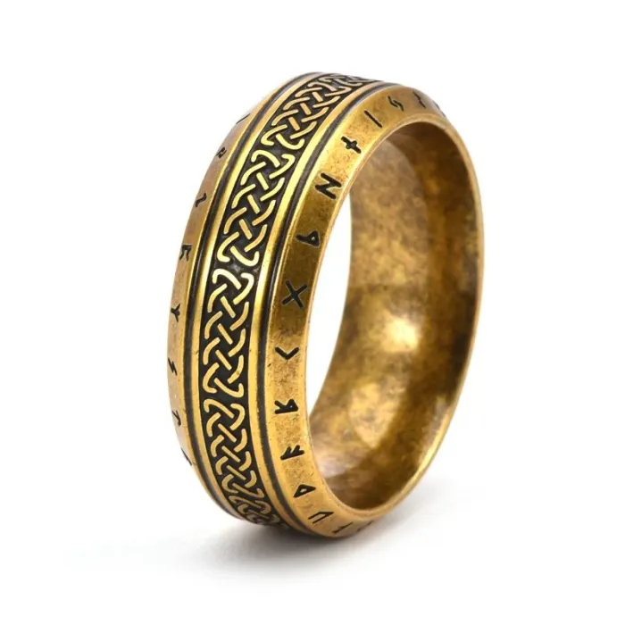 Wholesale Celtic Knot Viking Ring Antique Gold Stainless Steel | Bulk Supplier Factory Price Men's Vintage Jewelry
