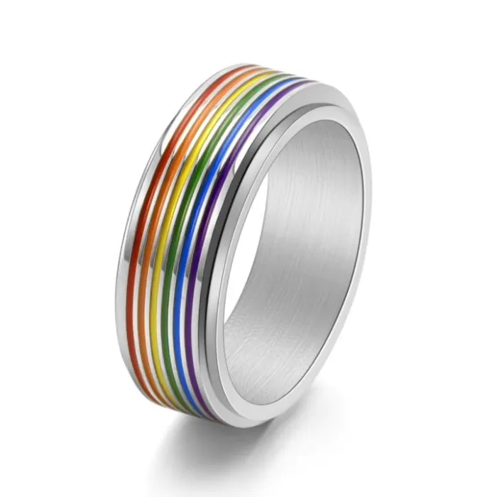 Wholesale Stainless Steel Rotatable Ring 6 Colors | Bulk Supplier Factory Price Unisex Jewelry