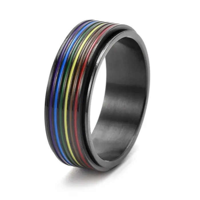 Wholesale Stainless Steel Rotatable Ring 6 Colors | Bulk Supplier Factory Price Unisex Jewelry