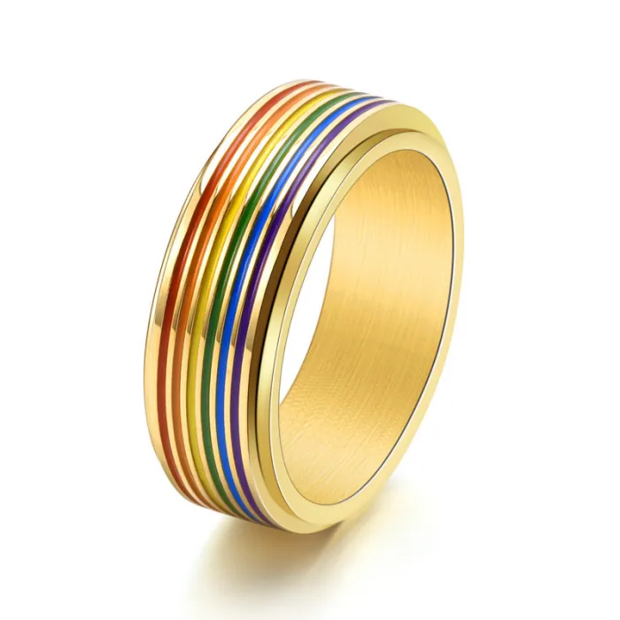 Wholesale Stainless Steel Rotatable Ring 6 Colors | Bulk Supplier Factory Price Unisex Jewelry