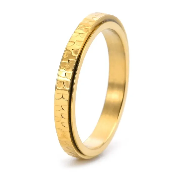 Wholesale 3MM Hammered Rotatable Ring Stainless Steel | Bulk Supplier Factory Price Women's Minimalist Jewelry