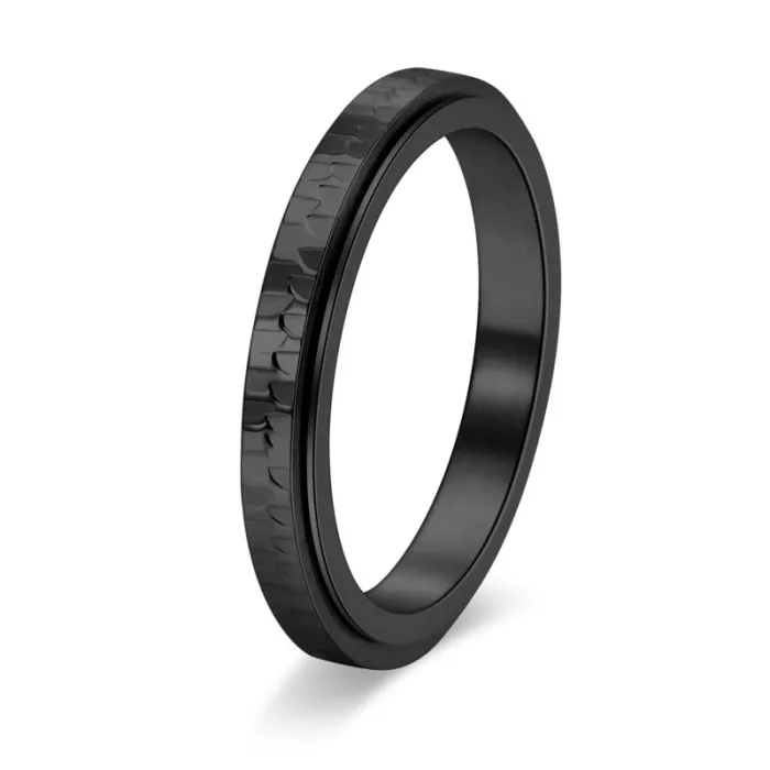 Wholesale 3MM Hammered Rotatable Ring Stainless Steel | Bulk Supplier Factory Price Women's Minimalist Jewelry