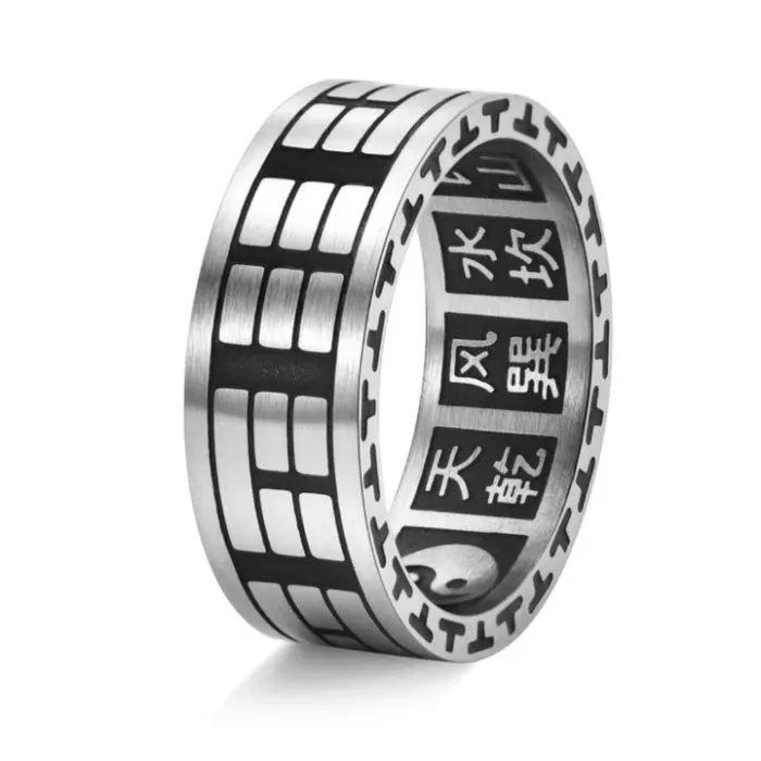 Wholesale Taoist Yin Yang Bagua Ring Stainless Steel | Bulk Supplier Factory Price Vintage Men's Jewelry
