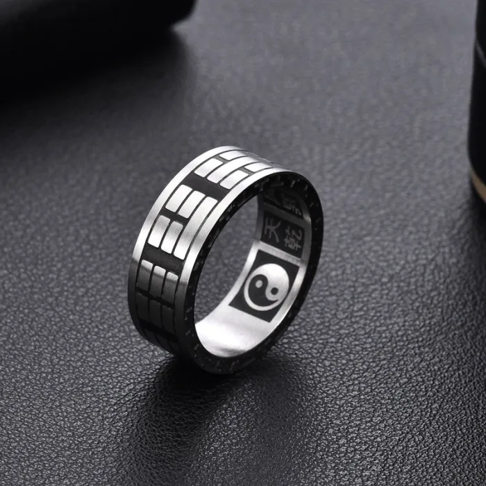 Wholesale Taoist Yin Yang Bagua Ring Stainless Steel | Bulk Supplier Factory Price Vintage Men's Jewelry
