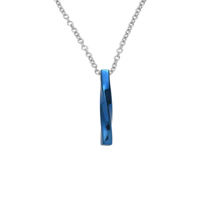 Wholesale Twisted Bar Pendant Necklace Stainless Steel | Bulk Supplier Factory Price Men's Minimalist Hip Hop Jewelry