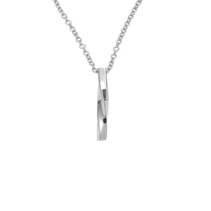 Wholesale Twisted Bar Pendant Necklace Stainless Steel | Bulk Supplier Factory Price Men's Minimalist Hip Hop Jewelry