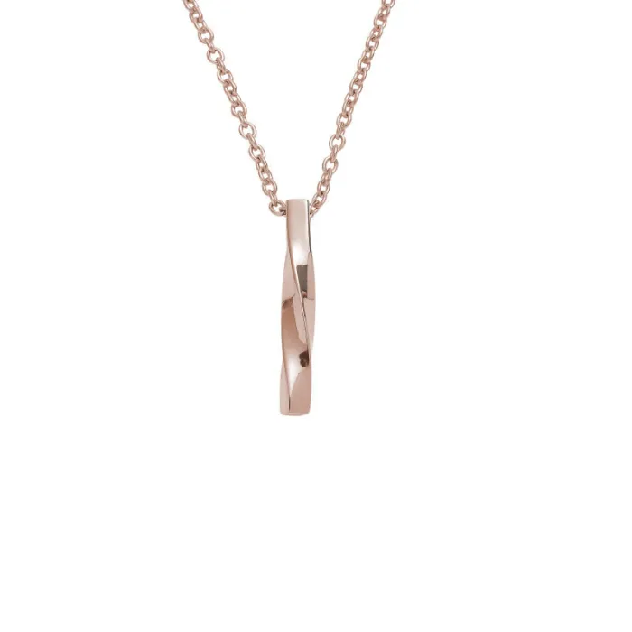 Wholesale Twisted Bar Pendant Necklace Stainless Steel | Bulk Supplier Factory Price Men's Minimalist Hip Hop Jewelry