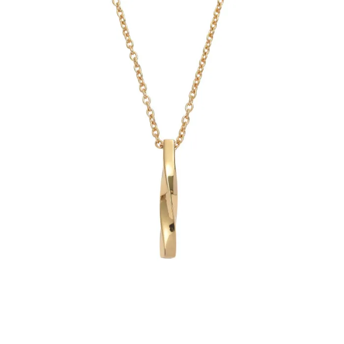 Wholesale Twisted Bar Pendant Necklace Stainless Steel | Bulk Supplier Factory Price Men's Minimalist Hip Hop Jewelry