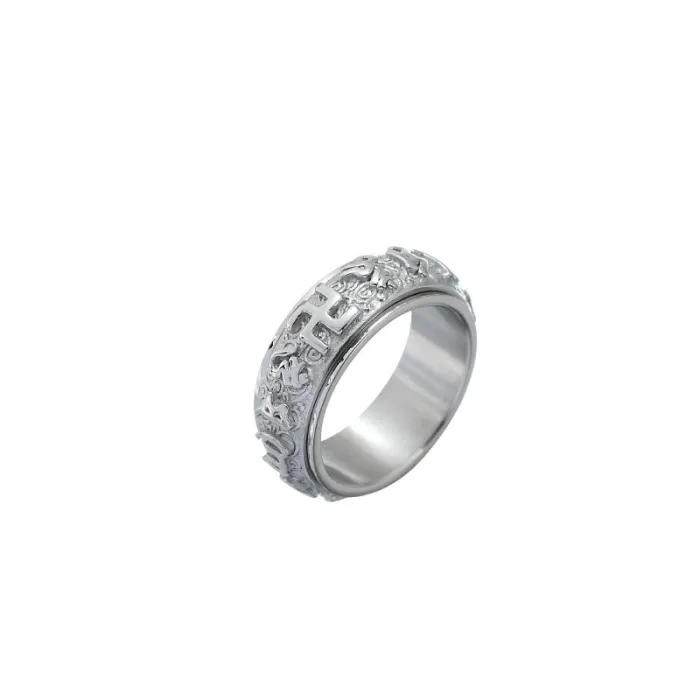 Wholesale Six True Words Rotatable Ring Stainless Steel | Bulk Supplier Factory Price Bold Men's Jewelry