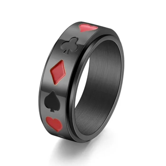 Wholesale Poker Rotatable Ring Stainless Steel | Bulk Supplier Factory Price Creative Men's Jewelry