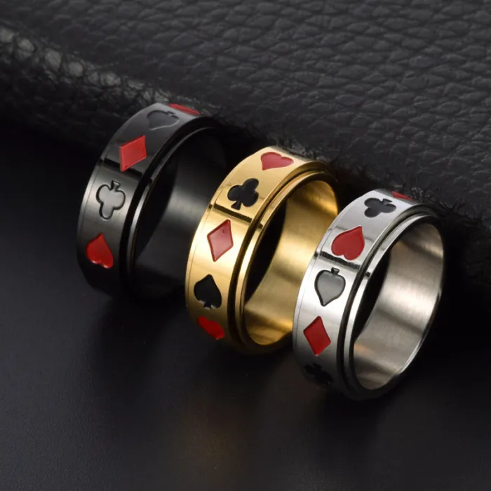 Wholesale Poker Rotatable Ring Stainless Steel | Bulk Supplier Factory Price Creative Men's Jewelry