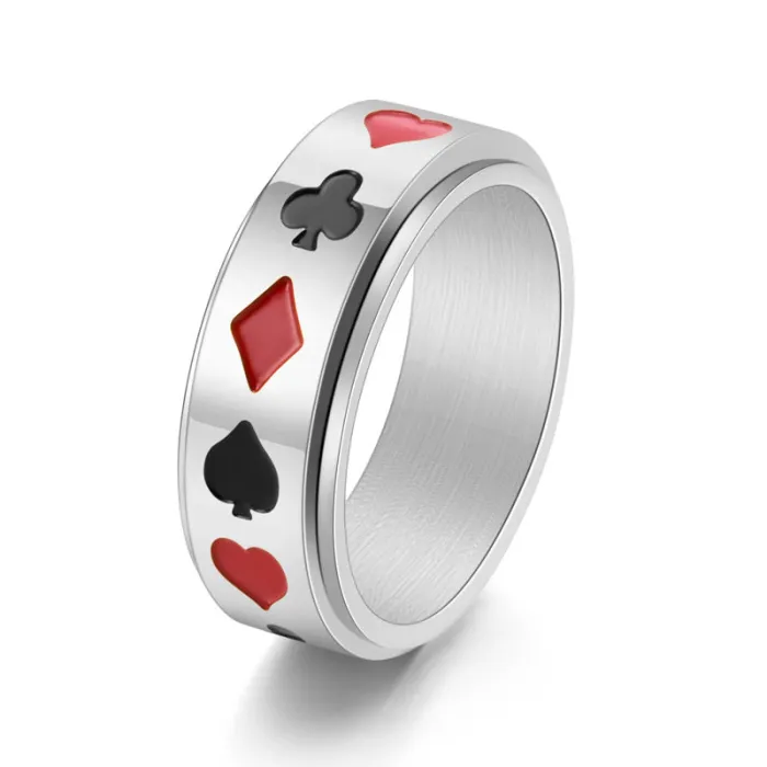 Wholesale Poker Rotatable Ring Stainless Steel | Bulk Supplier Factory Price Creative Men's Jewelry