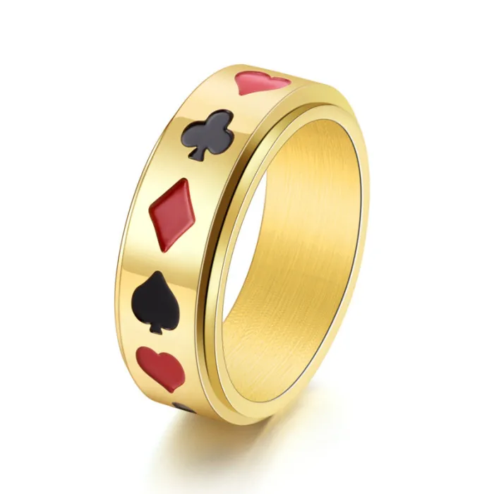 Wholesale Poker Rotatable Ring Stainless Steel | Bulk Supplier Factory Price Creative Men's Jewelry
