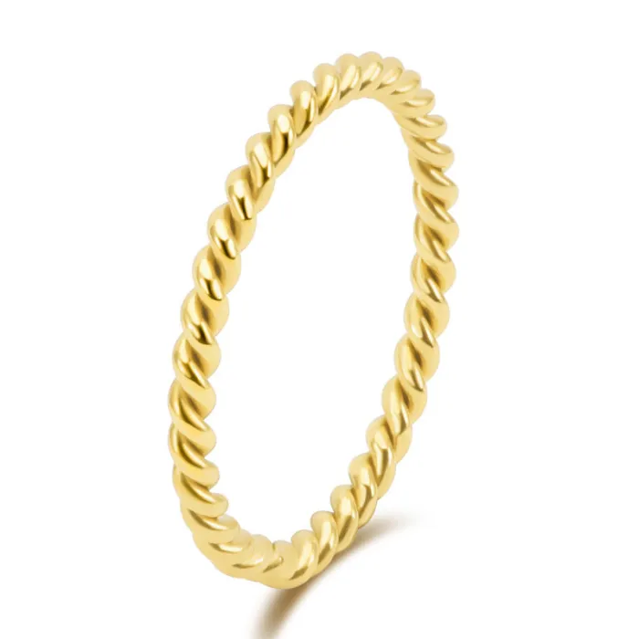 Wholesale Twisted Rope Ring Stainless Steel 18K Gold Plated | Bulk Supplier Factory Price Korean Style Couple Jewelry