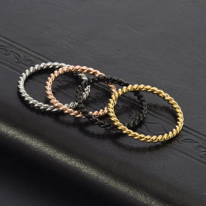 Wholesale Twisted Rope Ring Stainless Steel 18K Gold Plated | Bulk Supplier Factory Price Korean Style Couple Jewelry