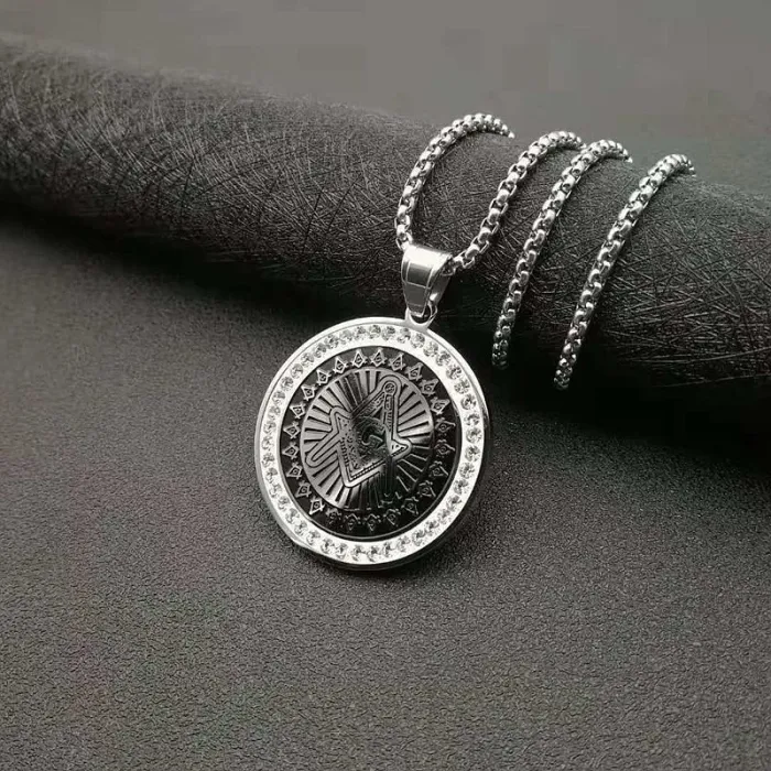 Wholesale 316 Stainless Steel Gold Plated Masonic AG Pendant Necklace – Hip Hop Iced Out Jewelry Bulk Supplier Factory Price