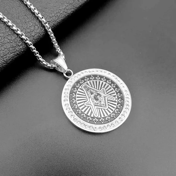Wholesale 316 Stainless Steel Gold Plated Masonic AG Pendant Necklace – Hip Hop Iced Out Jewelry Bulk Supplier Factory Price