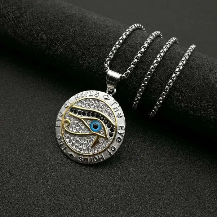 Wholesale Gold Plated Titanium Steel Eye of Horus Pendant Necklace – Hip Hop Iced Out Jewelry Bulk Supplier Factory Price