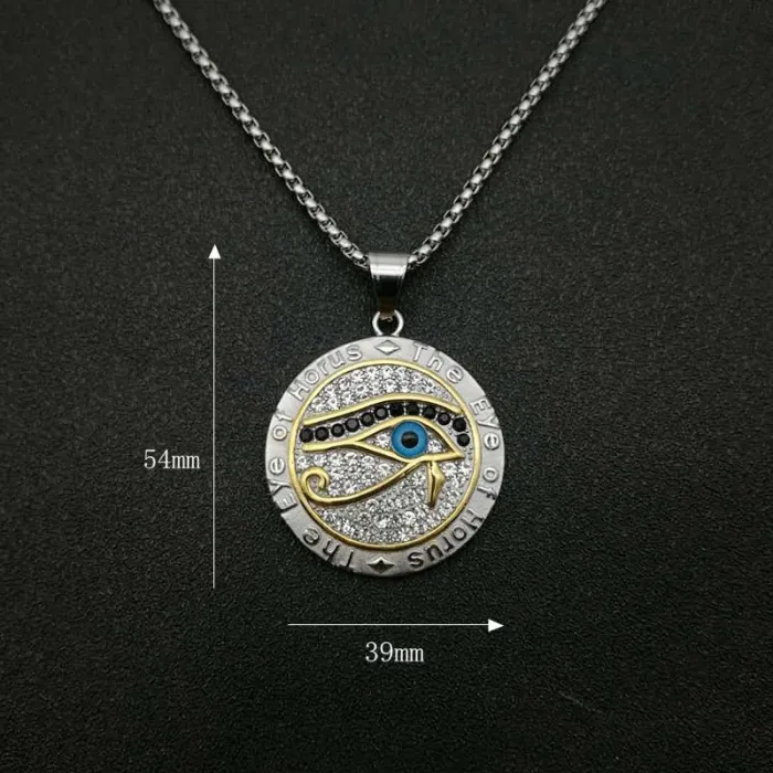 Wholesale Gold Plated Titanium Steel Eye of Horus Pendant Necklace – Hip Hop Iced Out Jewelry Bulk Supplier Factory Price