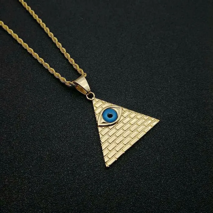 Wholesale Gold Plated Titanium Steel Egyptian Pyramid Pendant Necklace – Hip Hop Iced Out Jewelry Bulk Supplier Factory Price