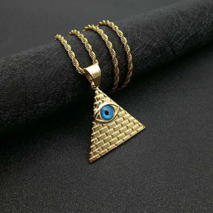 Wholesale Gold Plated Titanium Steel Egyptian Pyramid Pendant Necklace – Hip Hop Iced Out Jewelry Bulk Supplier Factory Price