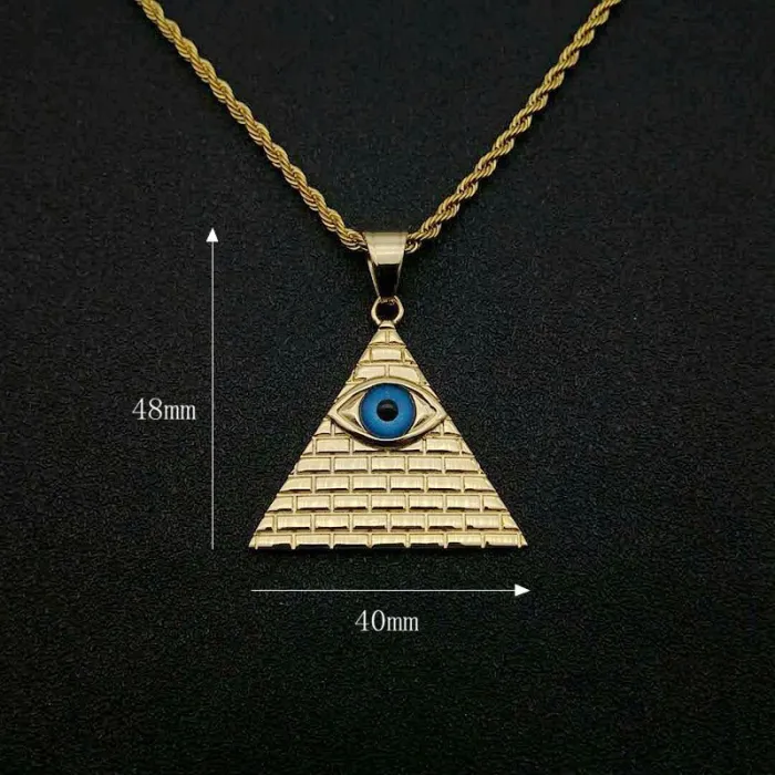 Wholesale Gold Plated Titanium Steel Egyptian Pyramid Pendant Necklace – Hip Hop Iced Out Jewelry Bulk Supplier Factory Price