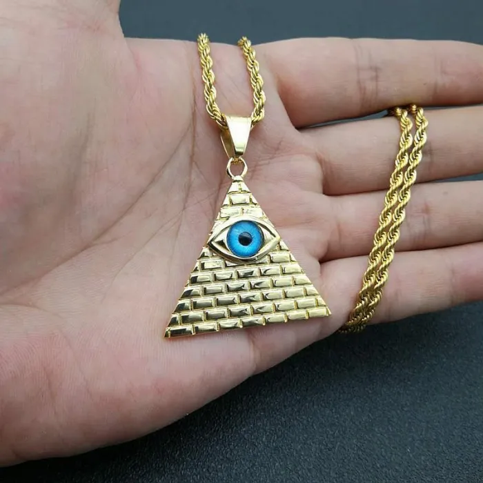 Wholesale Gold Plated Titanium Steel Egyptian Pyramid Pendant Necklace – Hip Hop Iced Out Jewelry Bulk Supplier Factory Price