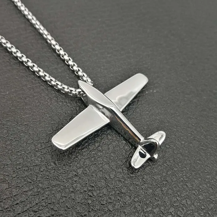 Wholesale Gold Plated Titanium Steel Airplane Pendant Necklace – Hip Hop Jewelry Bulk Supplier Factory Price