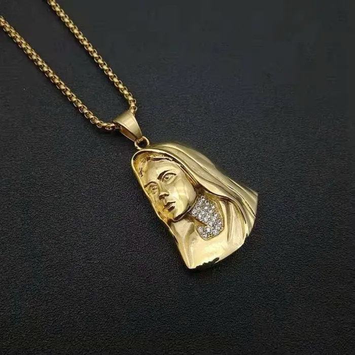 Wholesale Gold Plated Titanium Steel Virgin Mary Pendant Necklace – Handmade Religious Jewelry Bulk Supplier Factory Price